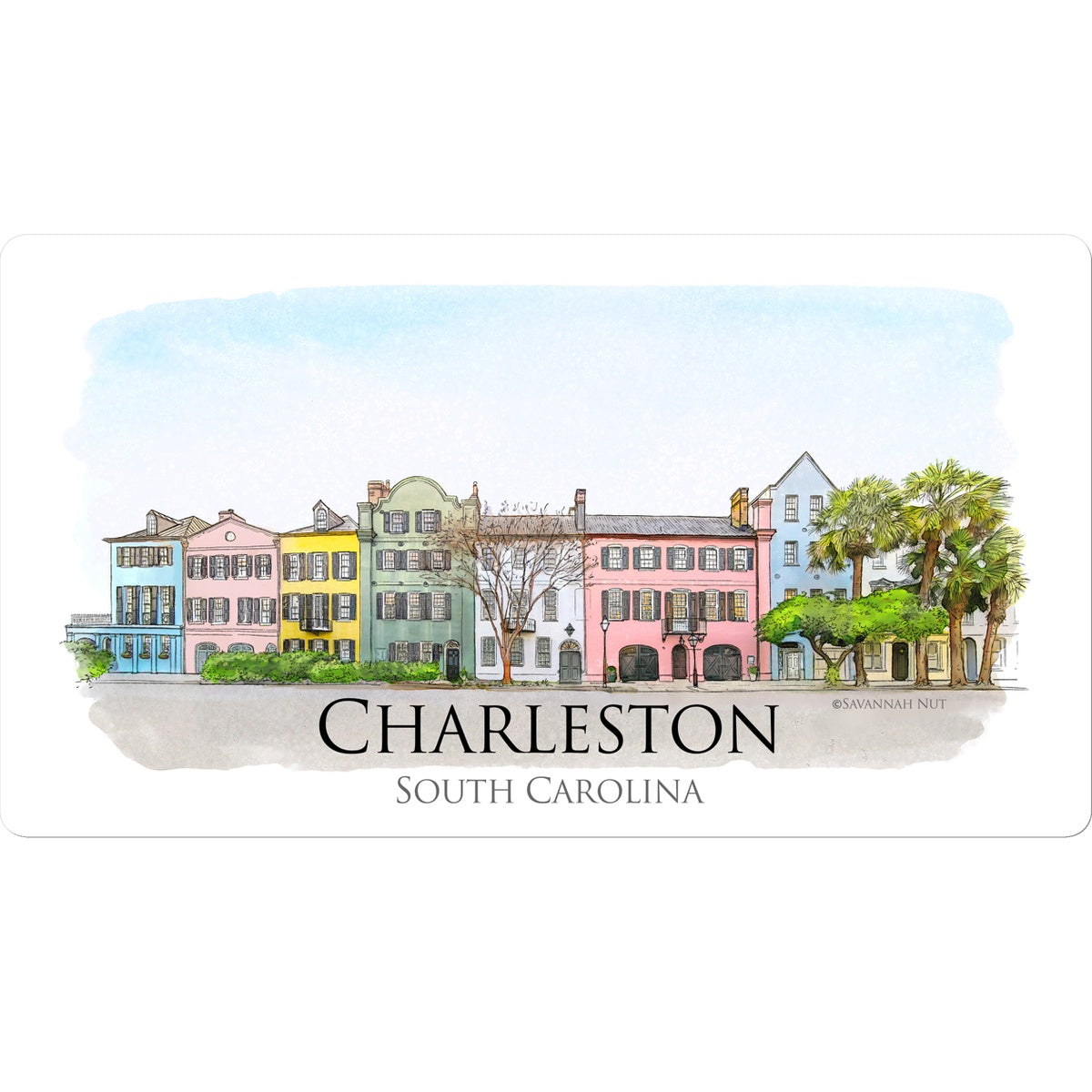 Charleston Rainbow Row Sticker