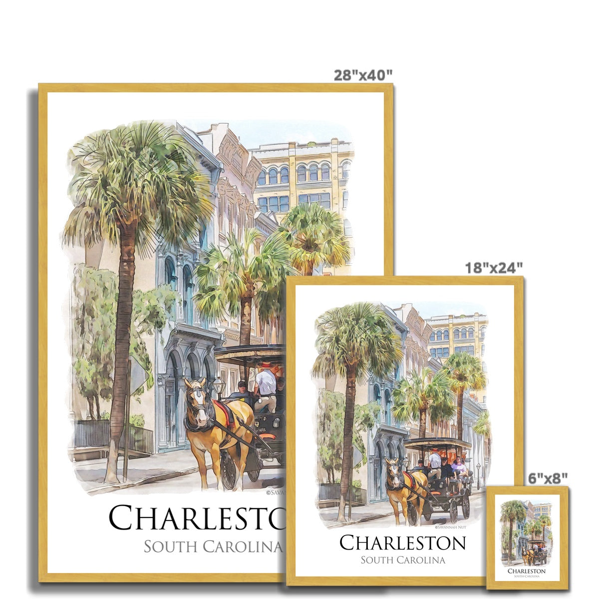 Charleston Carriage Tour Antique Framed Print