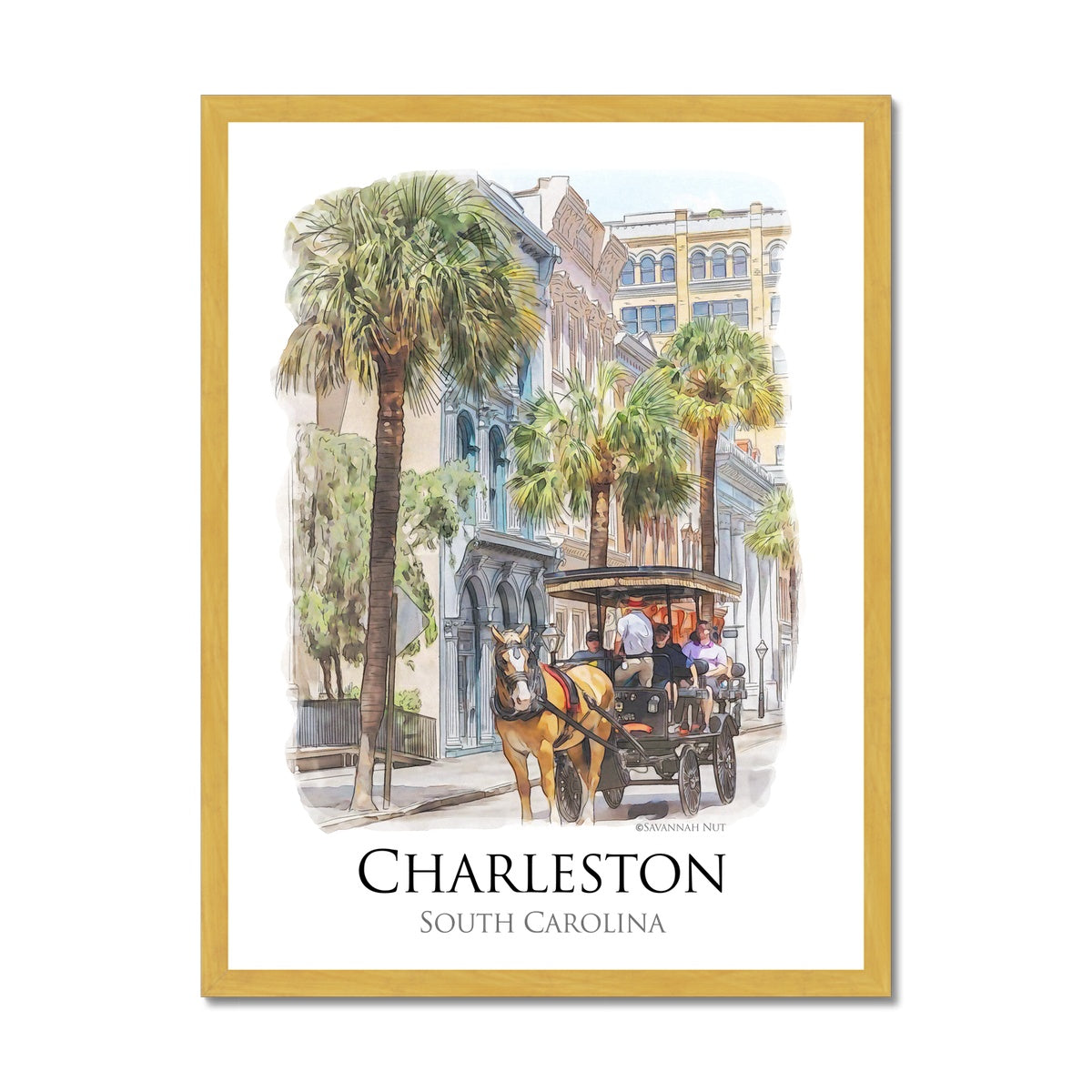 Charleston Carriage Tour Antique Framed Print