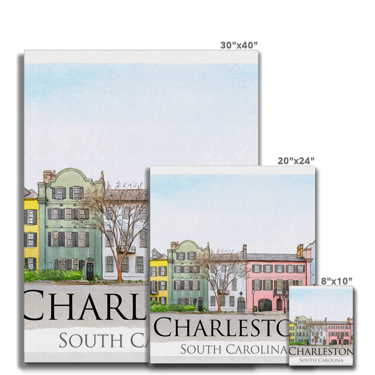 Charleston Rainbow Row Canvas