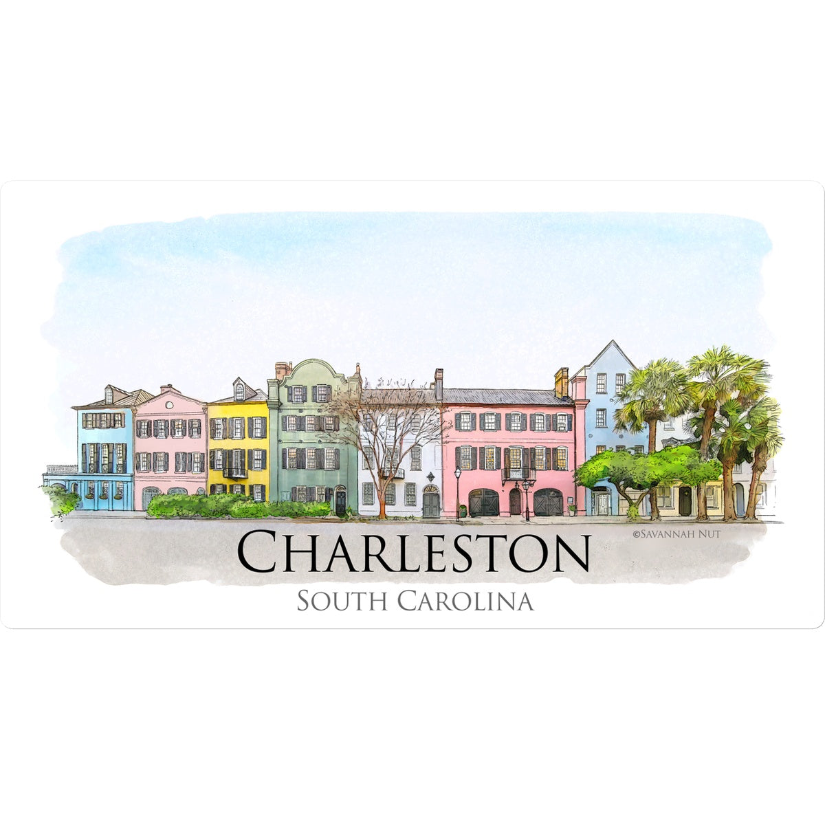 Charleston Rainbow Row Sticker