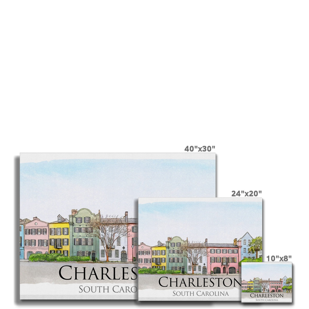 Charleston Rainbow Row Canvas
