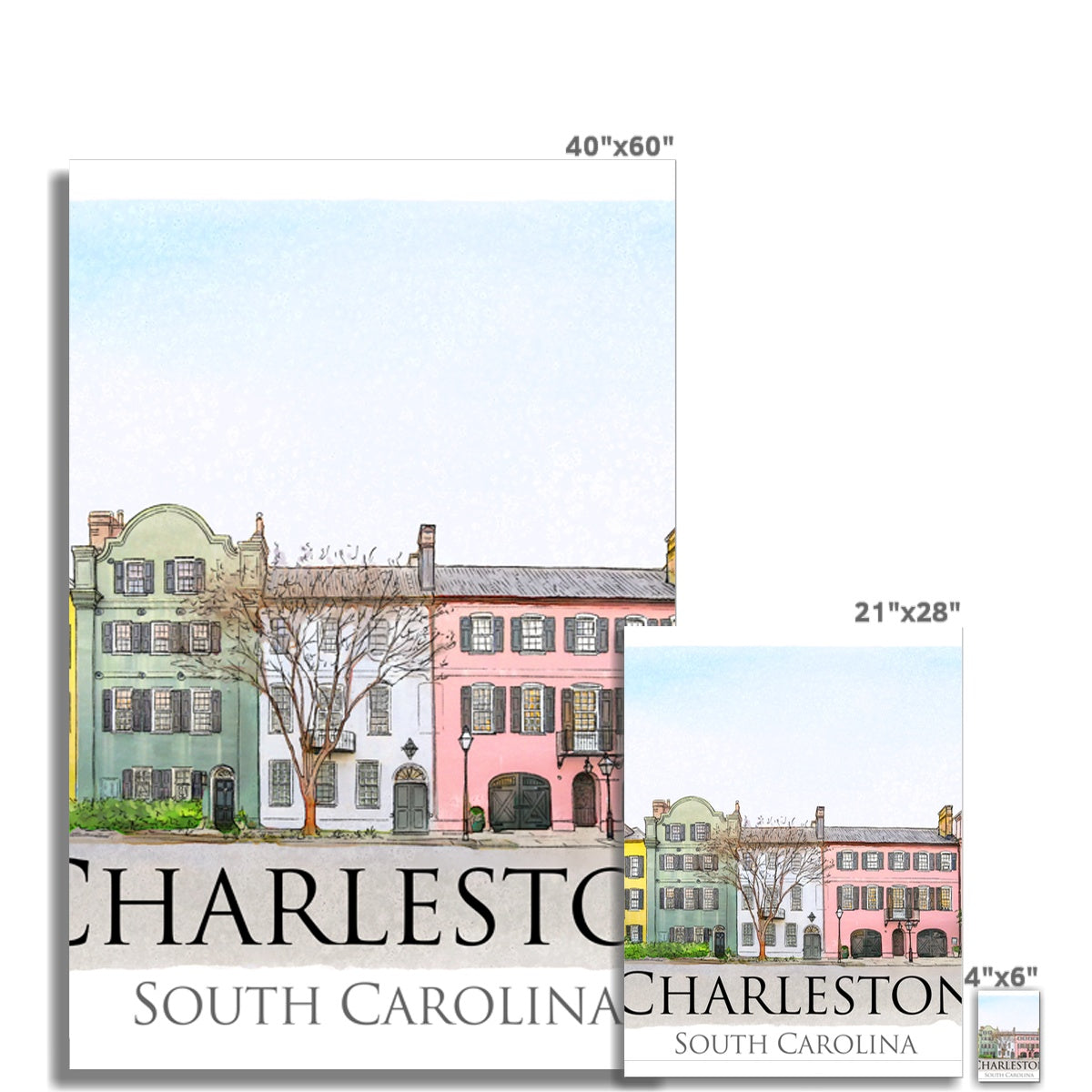 Charleston Rainbow Row Wall Art Poster