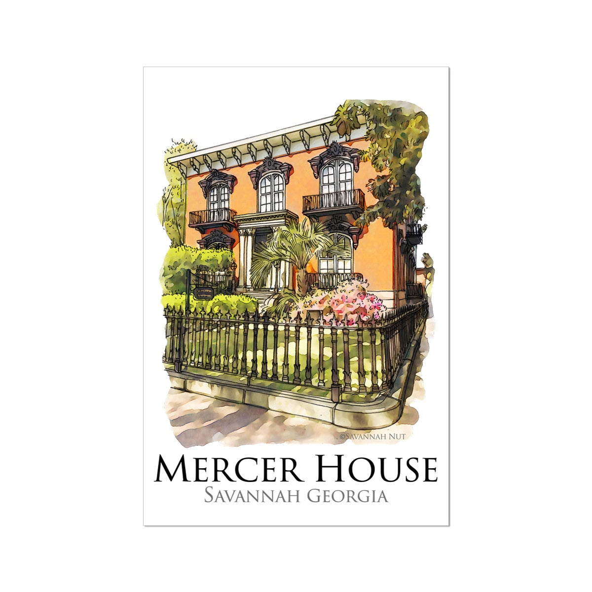 Mercer House Savannah Georgia Hahnemühle German Etching Print