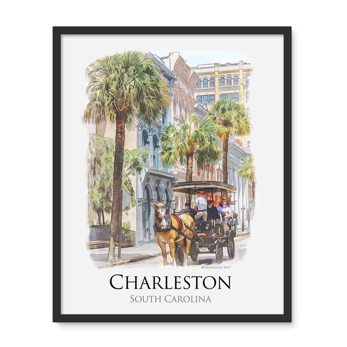 Charleston Carriage Tour Framed Photo Tile