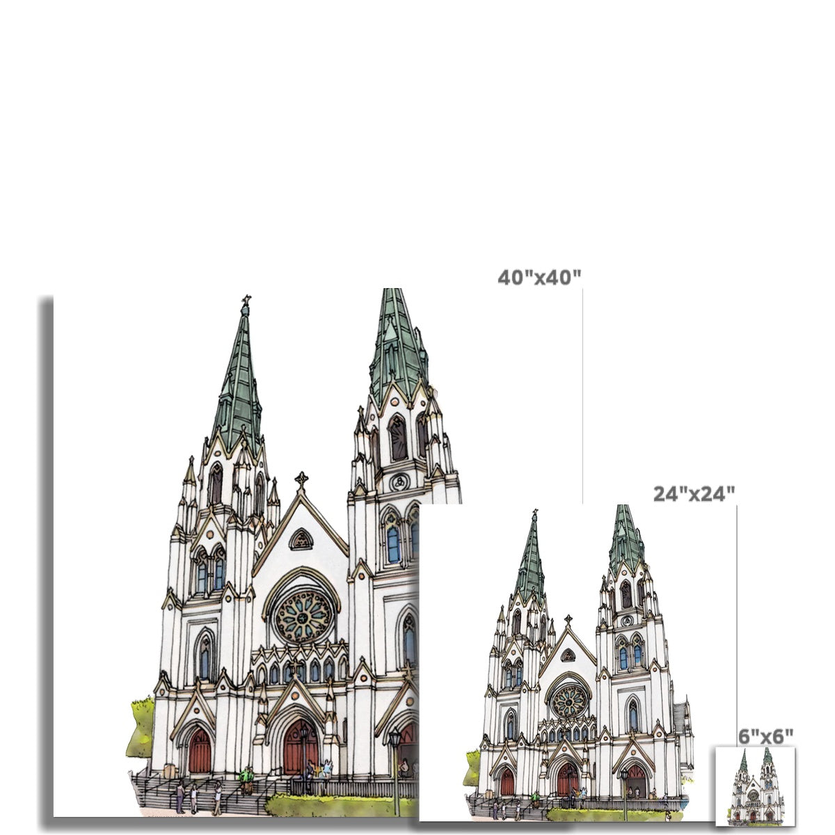 Cathedral of Saint John the Baptist Savannah Hahnemühle German Etching Print