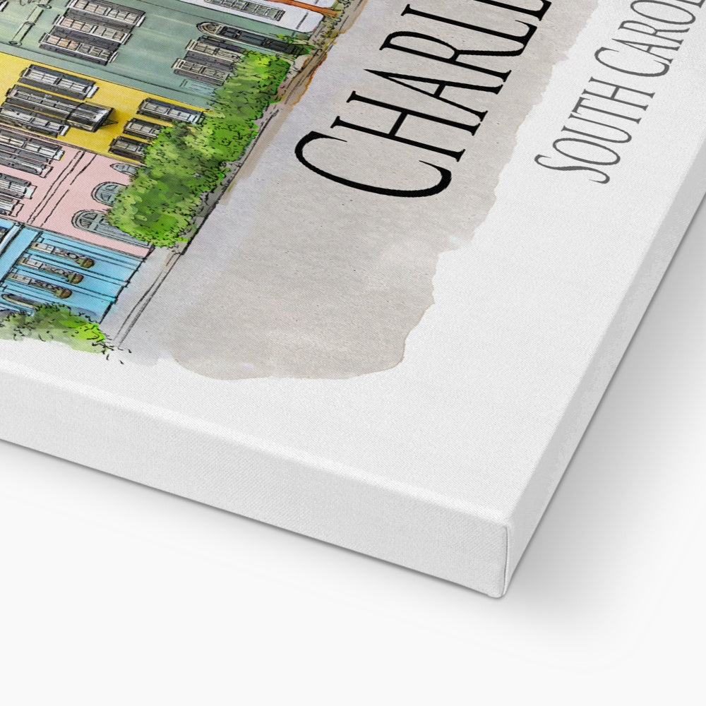 Charleston Rainbow Row Canvas