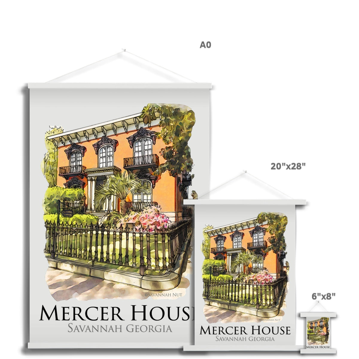 Mercer House Savannah Georgia Fine Art Print with Hanger