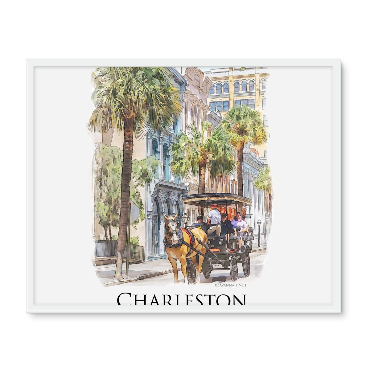 Charleston Carriage Tour Framed Photo Tile