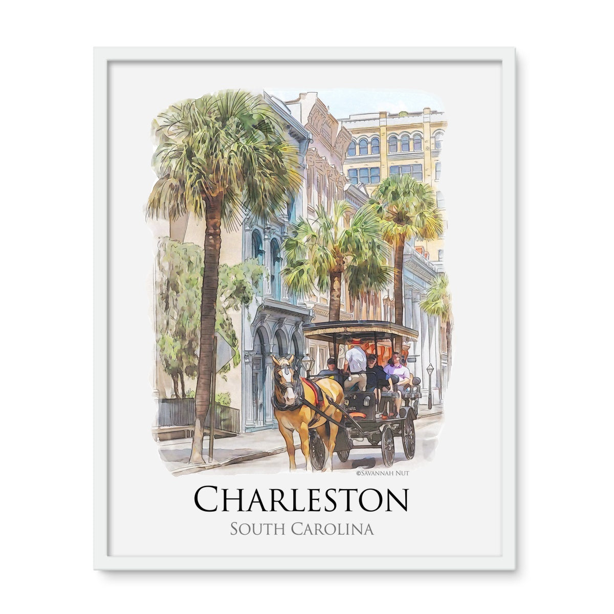 Charleston Carriage Tour Framed Photo Tile