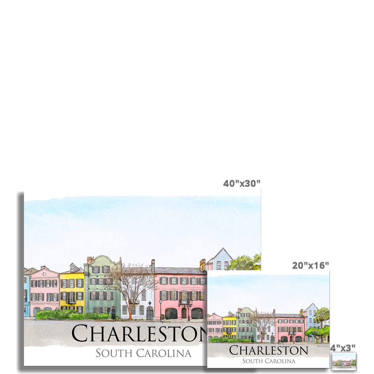 Charleston Rainbow Row C-Type Print