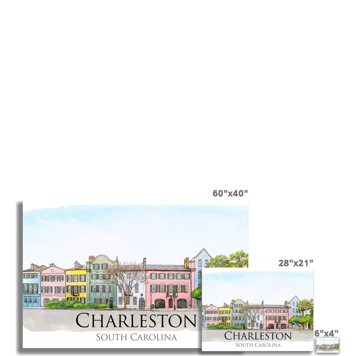 Charleston Rainbow Row Wall Art Poster