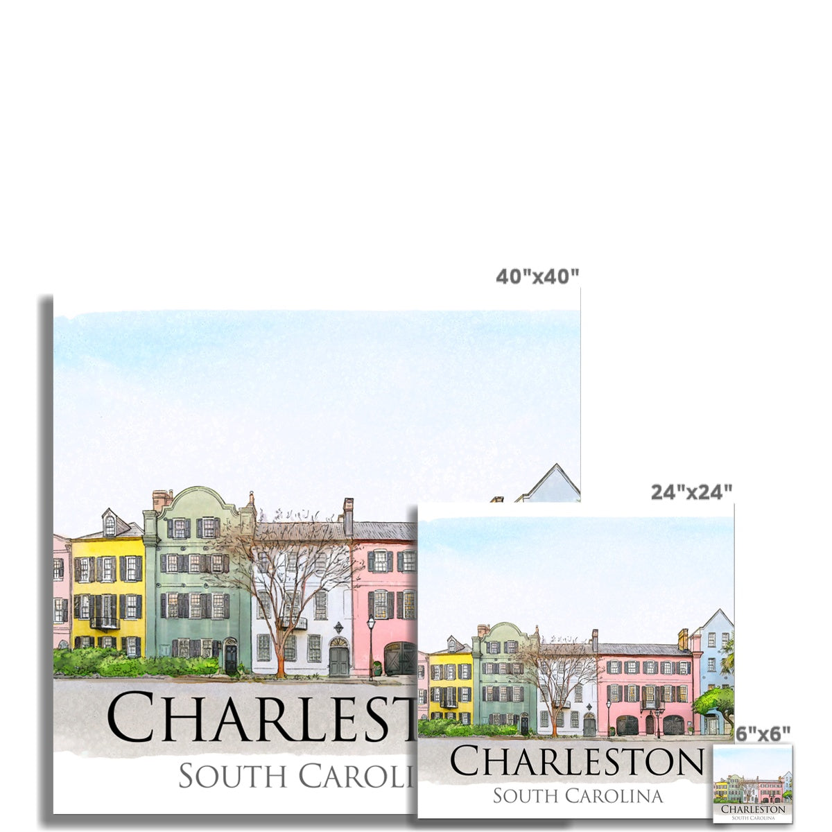 Charleston Rainbow Row Wall Art Poster