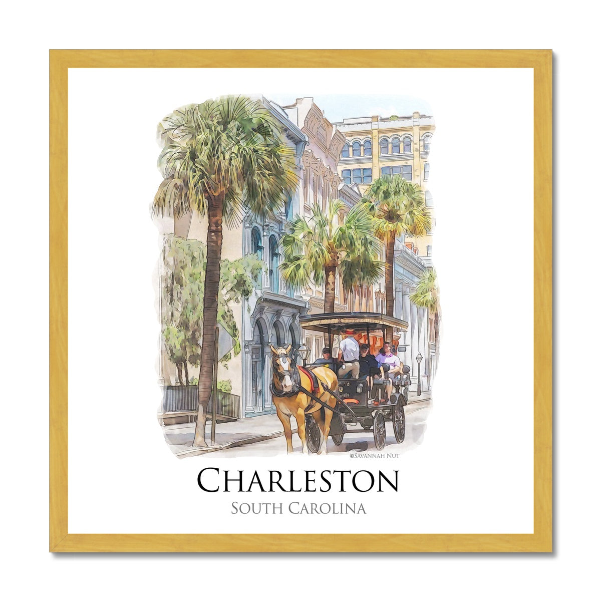 Charleston Carriage Tour Antique Framed Print