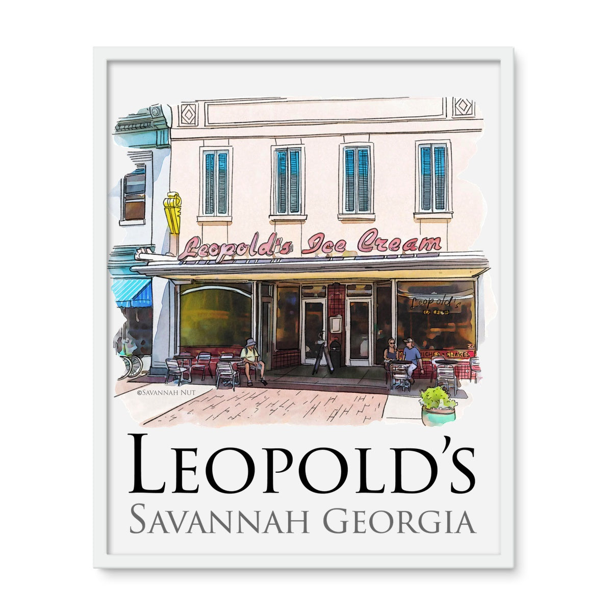 Leopold's Ice Cream Savannah Framed Photo Tile