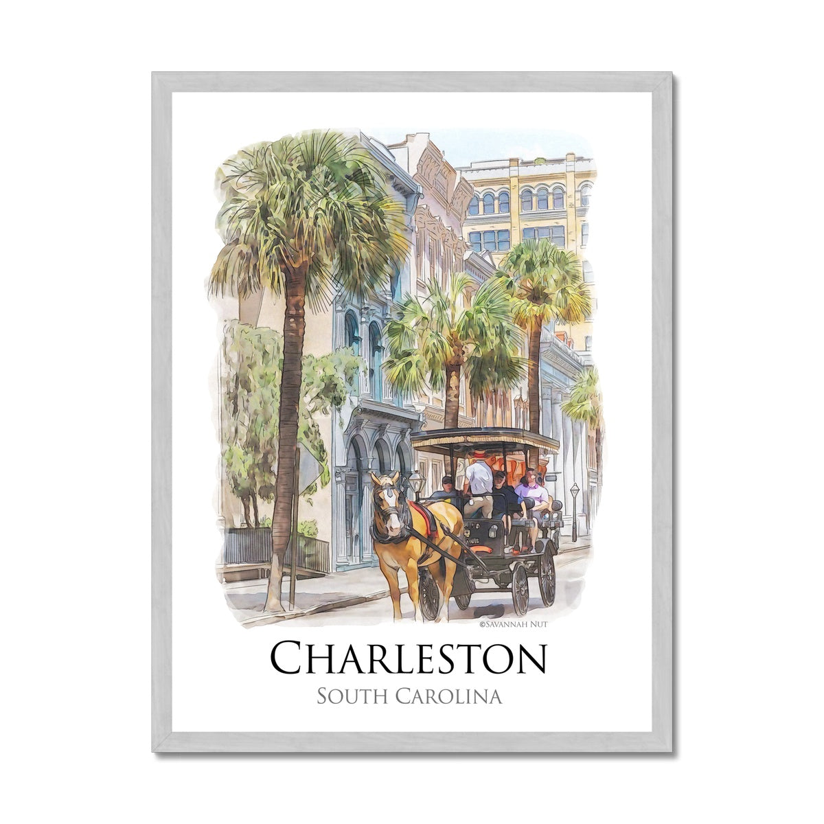 Charleston Carriage Tour Antique Framed Print