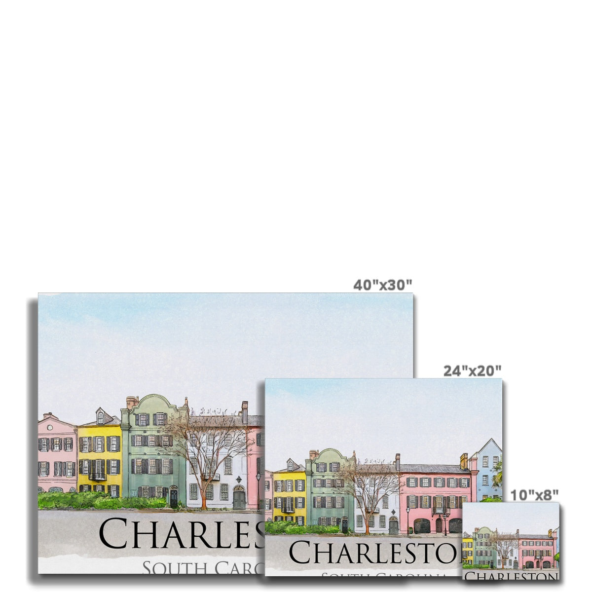 Charleston Rainbow Row Canvas