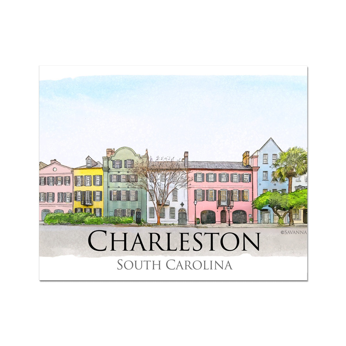 Charleston Rainbow Row C-Type Print