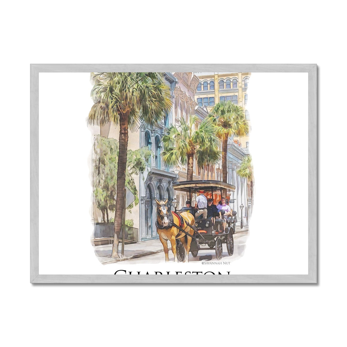 Charleston Carriage Tour Antique Framed Print