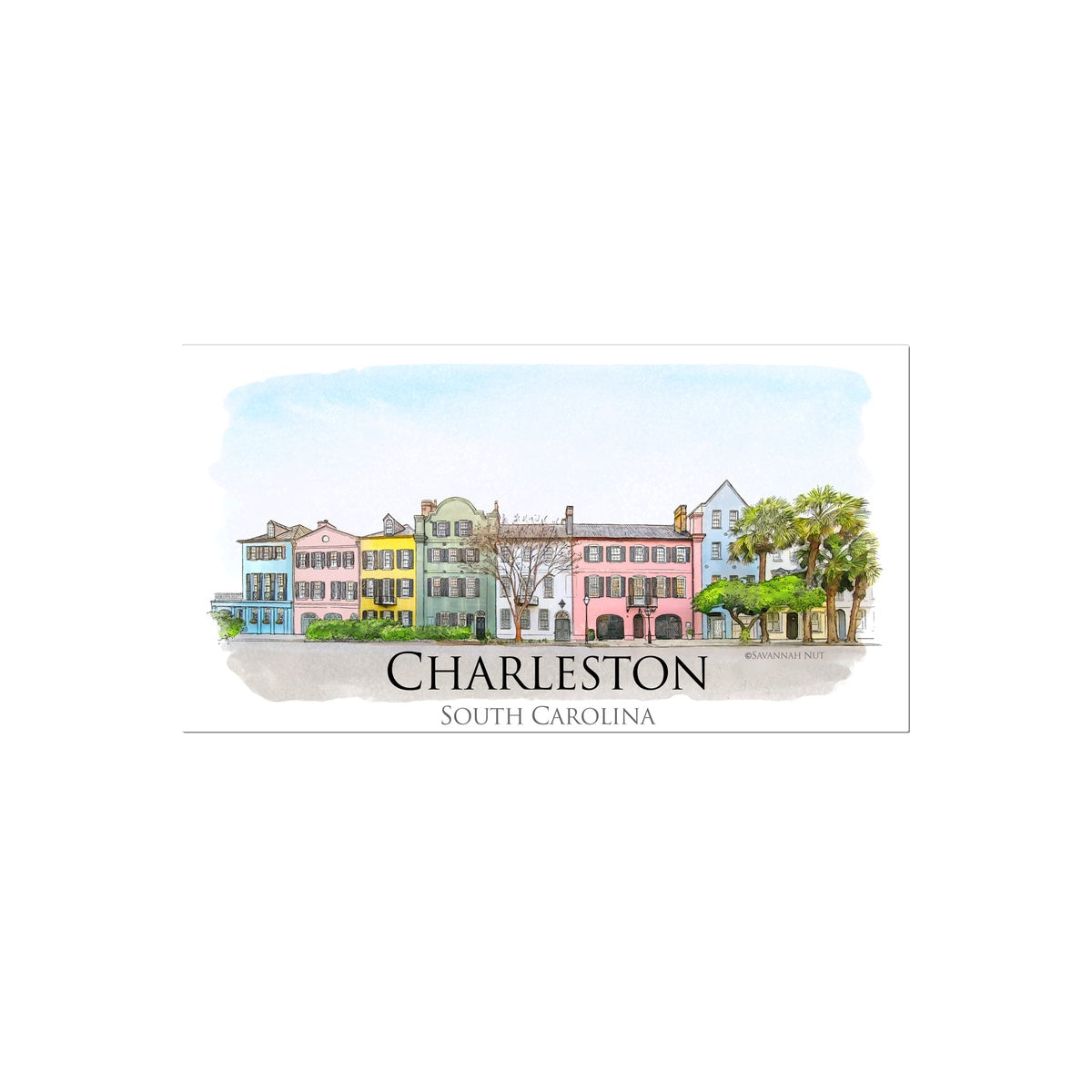 Charleston Rainbow Row Temporary Tattoo