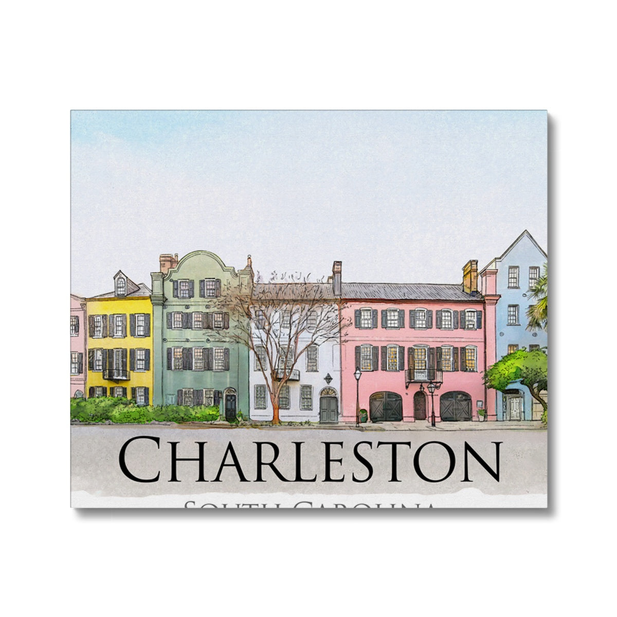 Charleston Rainbow Row Canvas