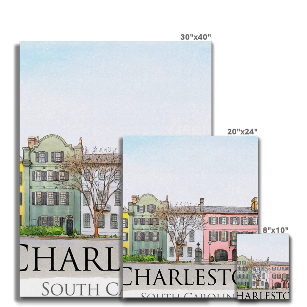 Charleston Rainbow Row Canvas