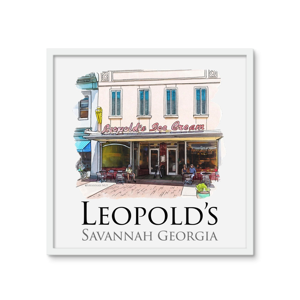 Leopold's Ice Cream Savannah Framed Photo Tile