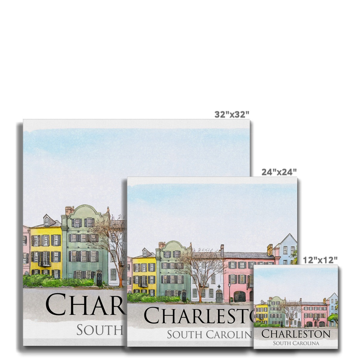 Charleston Rainbow Row Canvas