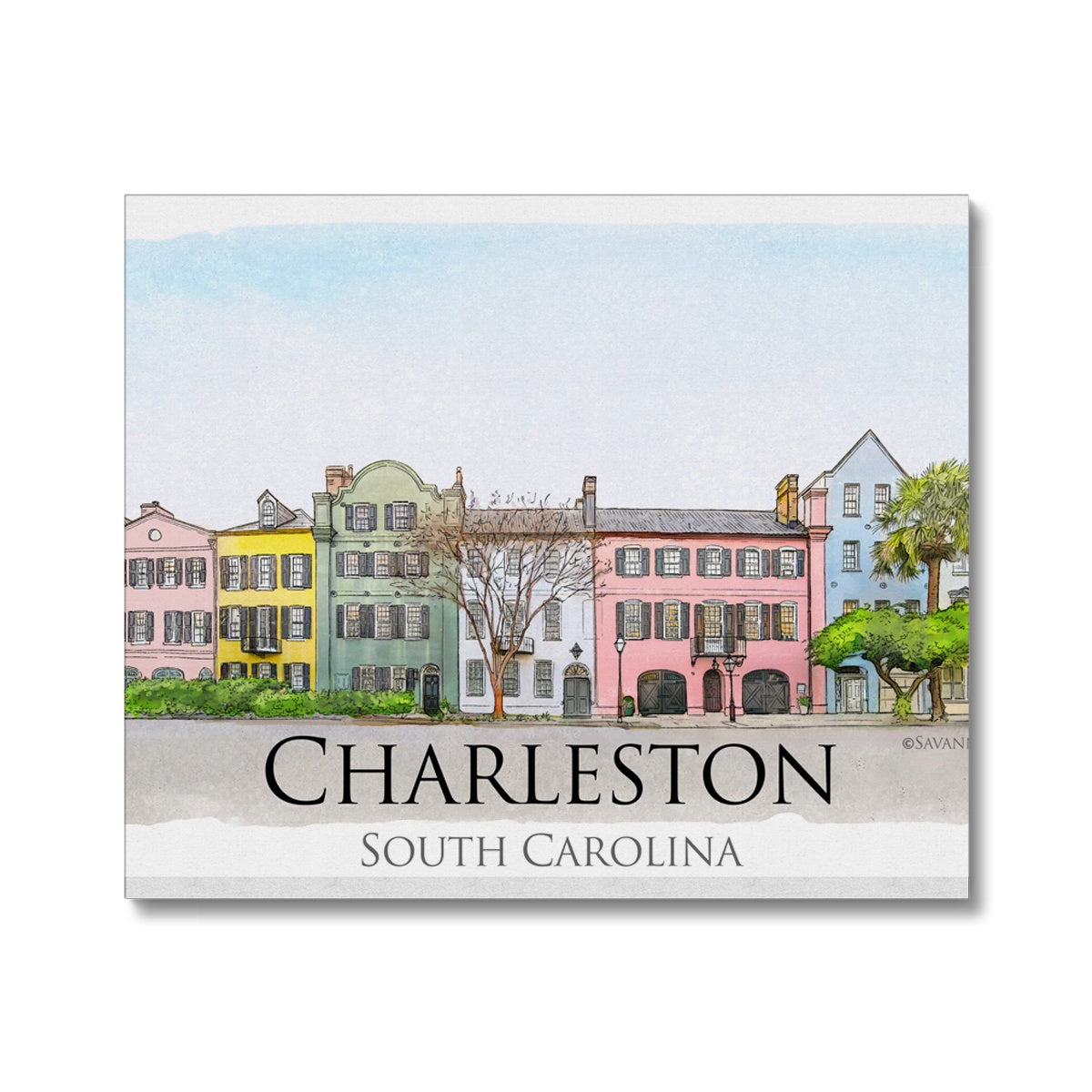 Charleston Rainbow Row Canvas