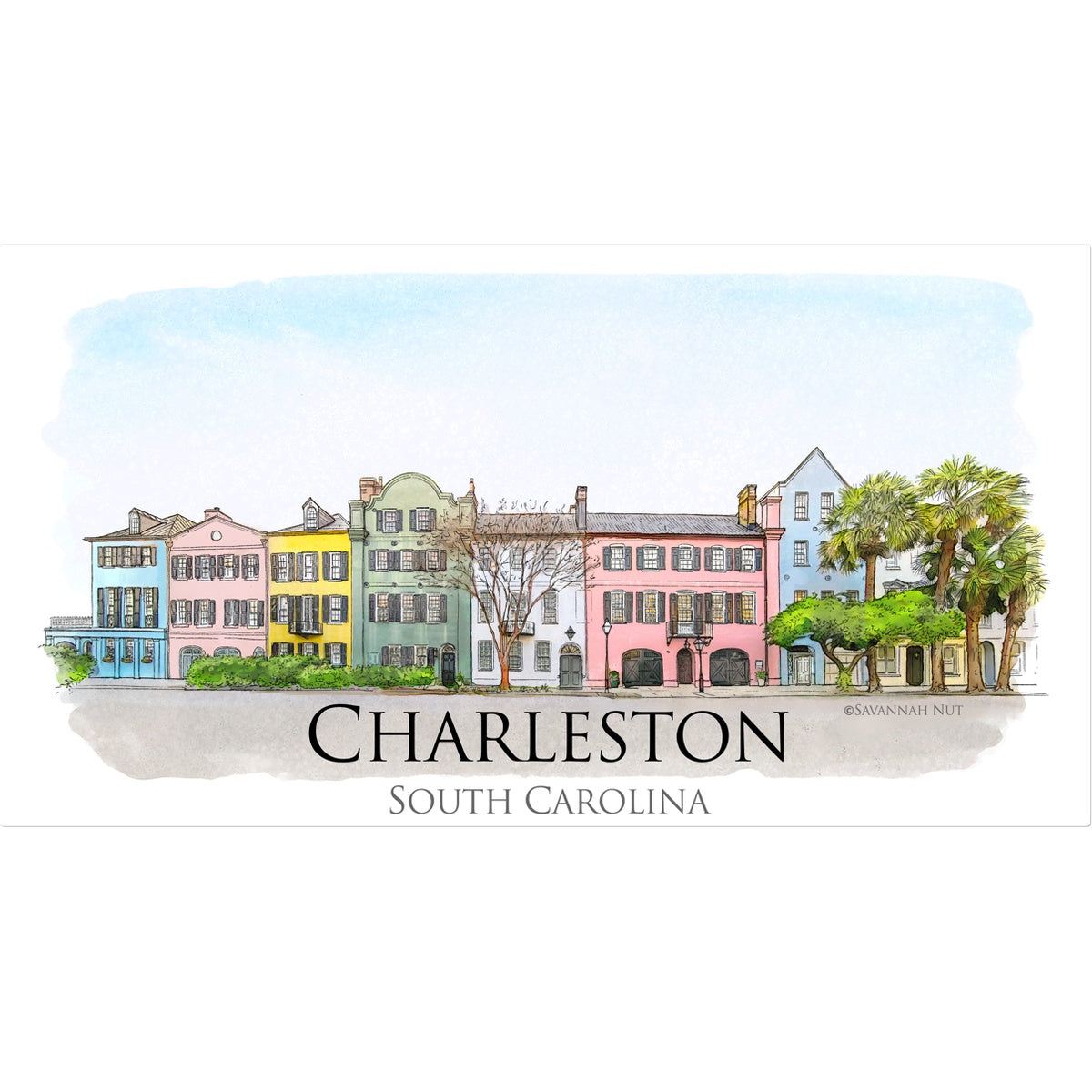 Charleston Rainbow Row Temporary Tattoo